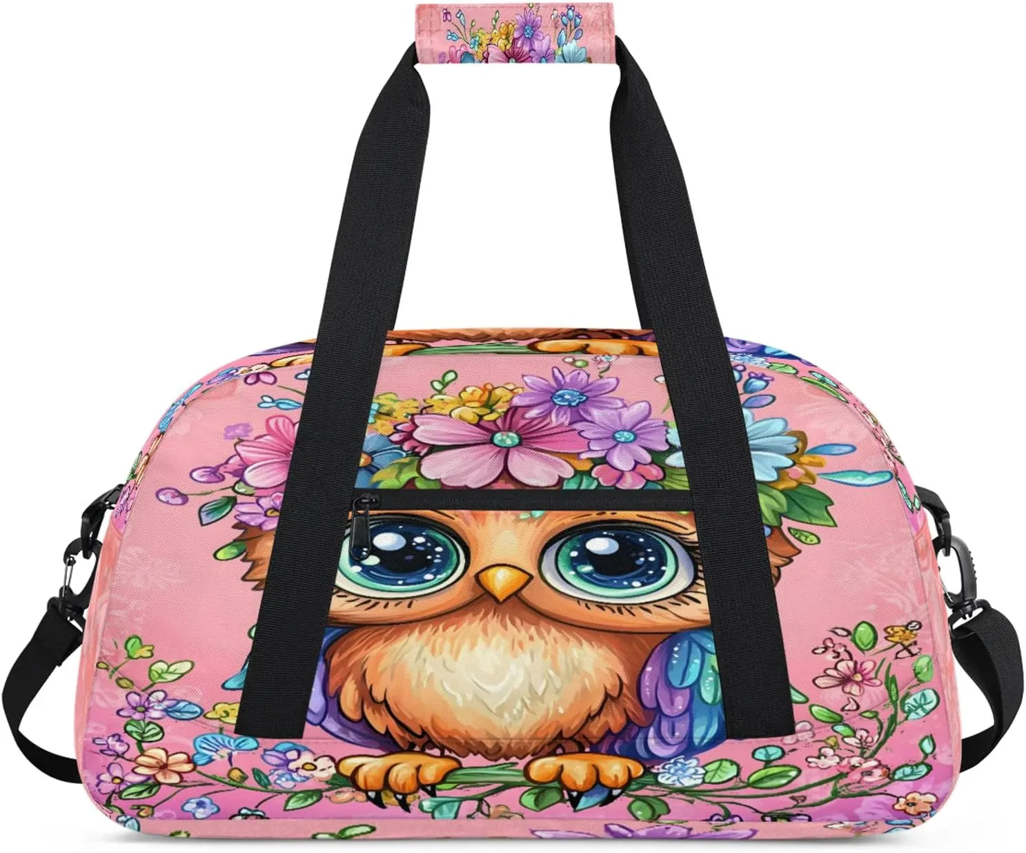 Owl Sports Duffle Gym Bags for Men or Women, Bird Lightweight Carry On Overnight Weekender Bag for Travel Workout