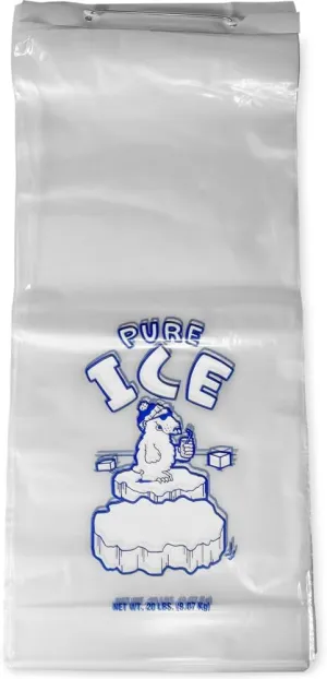 (Pack of 500) 20 lb Ice Bags on Wire Wicket with Twist Ties - Plastic Ice Bags on Metal Wicket - Perfect for Ice Machine Bagger - Ideal for Gas Station & Convenience Store Owners - by Interplas