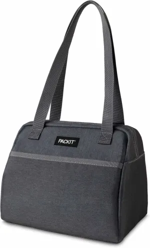 PackIt Freezable Hampton Lunch Bag, City Charcoal, Built with EcoFreeze Technology, Collapsible, Reusable, Zip Closure with Front Pocket and Shoulder Straps, Designed for Fresh Office Lunches