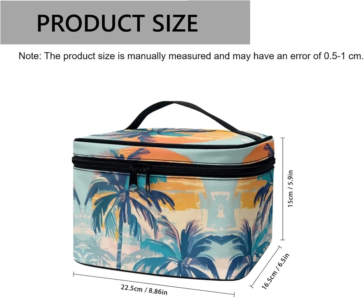 Painting Beach Island Travel Makeup Bag Organizer Toiletry Bag for Women, Hawaii Sunset Palm Printed Cosmetic Kit for Toiletries Accessories