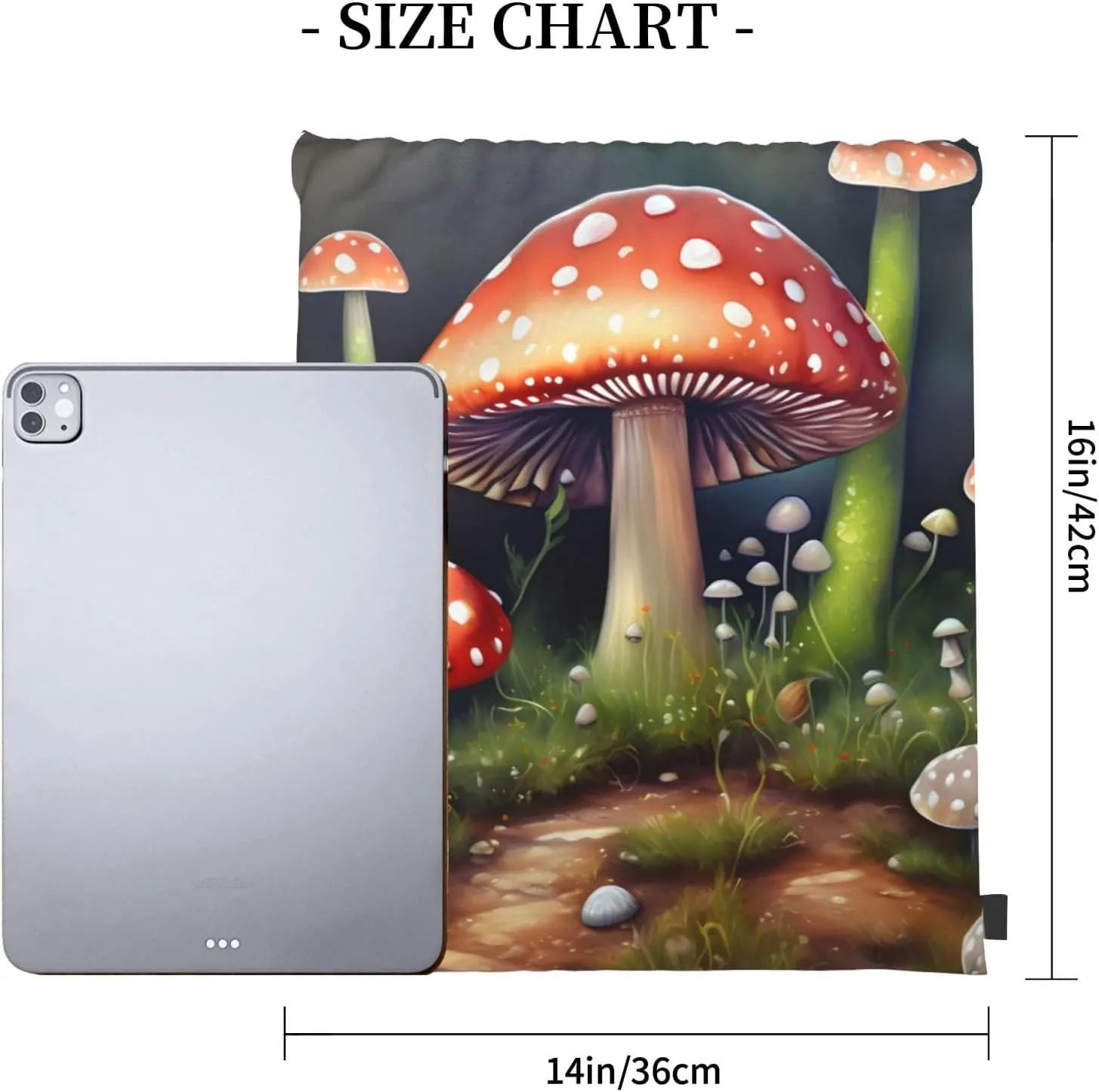 Painting Mushroom Waterproof Drawstring Gym Backpack Bag For Men&Women,Sport Gym Sack Travel Daypack,Personalized
