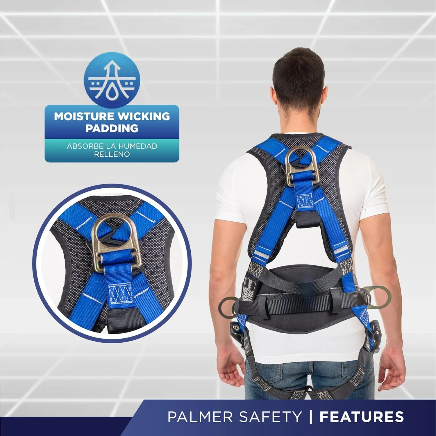 Palmer Safety Hammerhead 5pt Safety Harness Back Padded, QCB Chest, Tongue Buckel Legs Straps, Back & Side D-Rings
