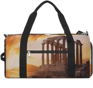 Parthenon Temple on A Sunset Funny Gym Bag Travel Duffel Bags Carry On Weekender Overnight Bag for Women Men