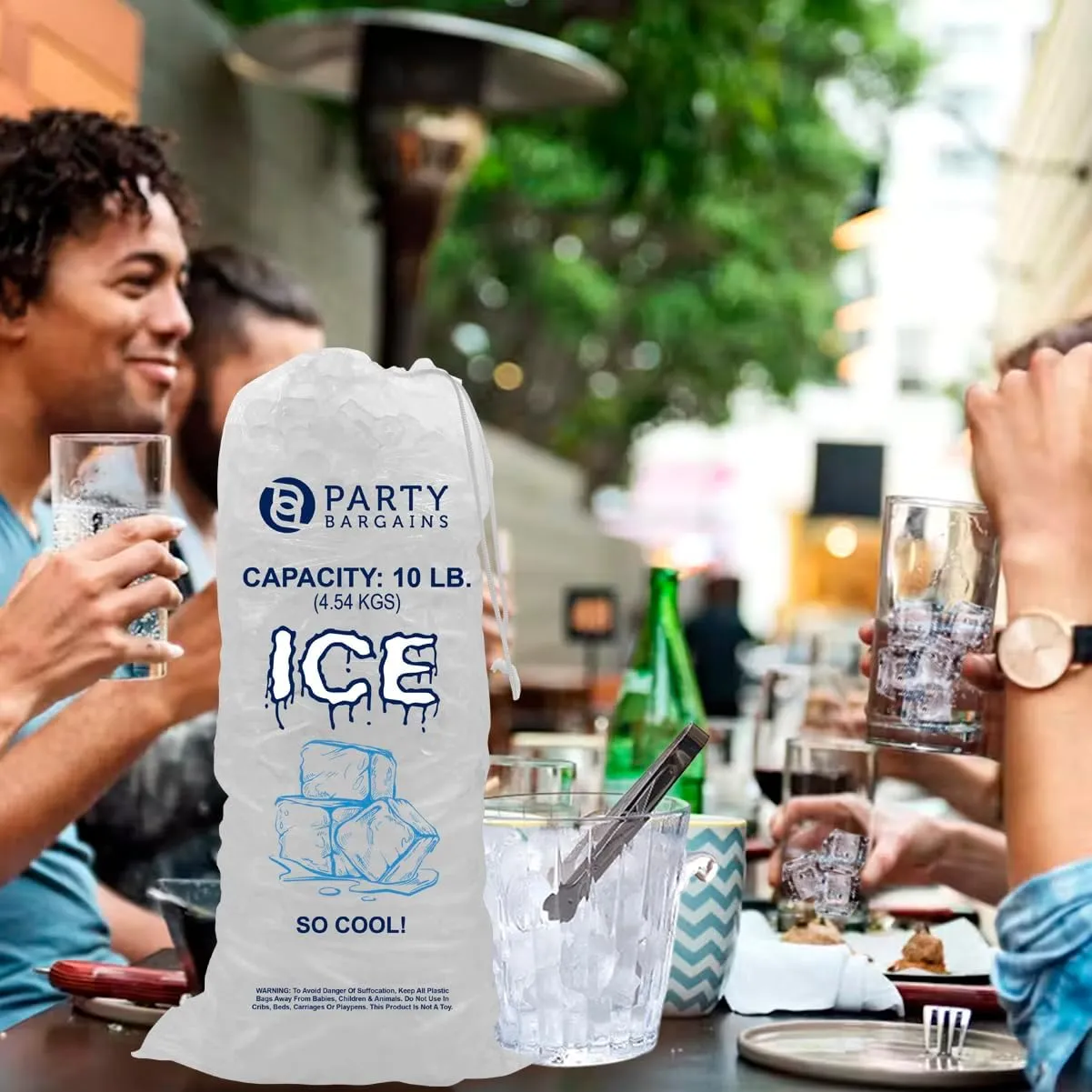 Party Bargains 10 lb Plastic Drawstring Ice Bags 20"x12" (50 Count)