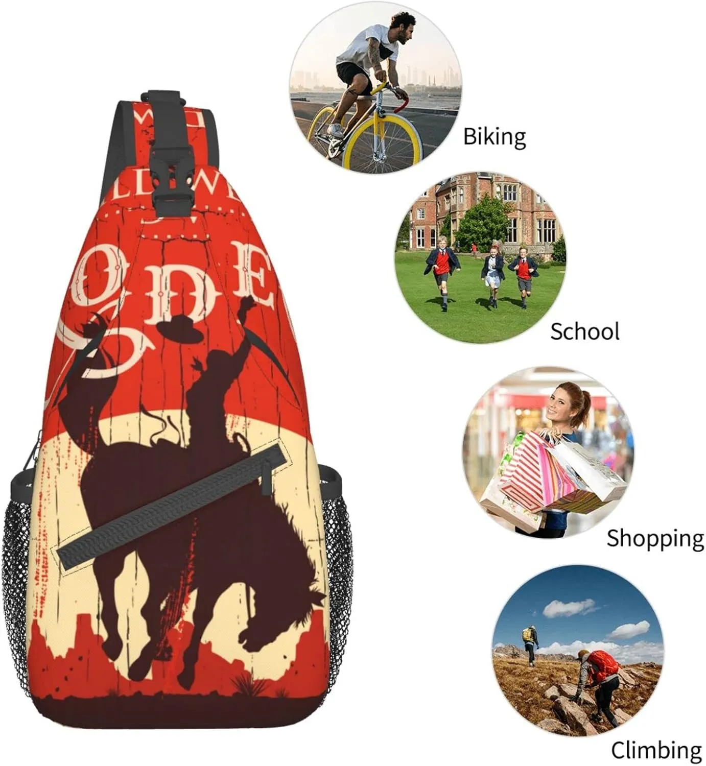 Patterned Sling Bag Crossbody Backpack,Adjustable Chest Bag Casual Shoulder Backpack Travel Hiking Daypack Unisex