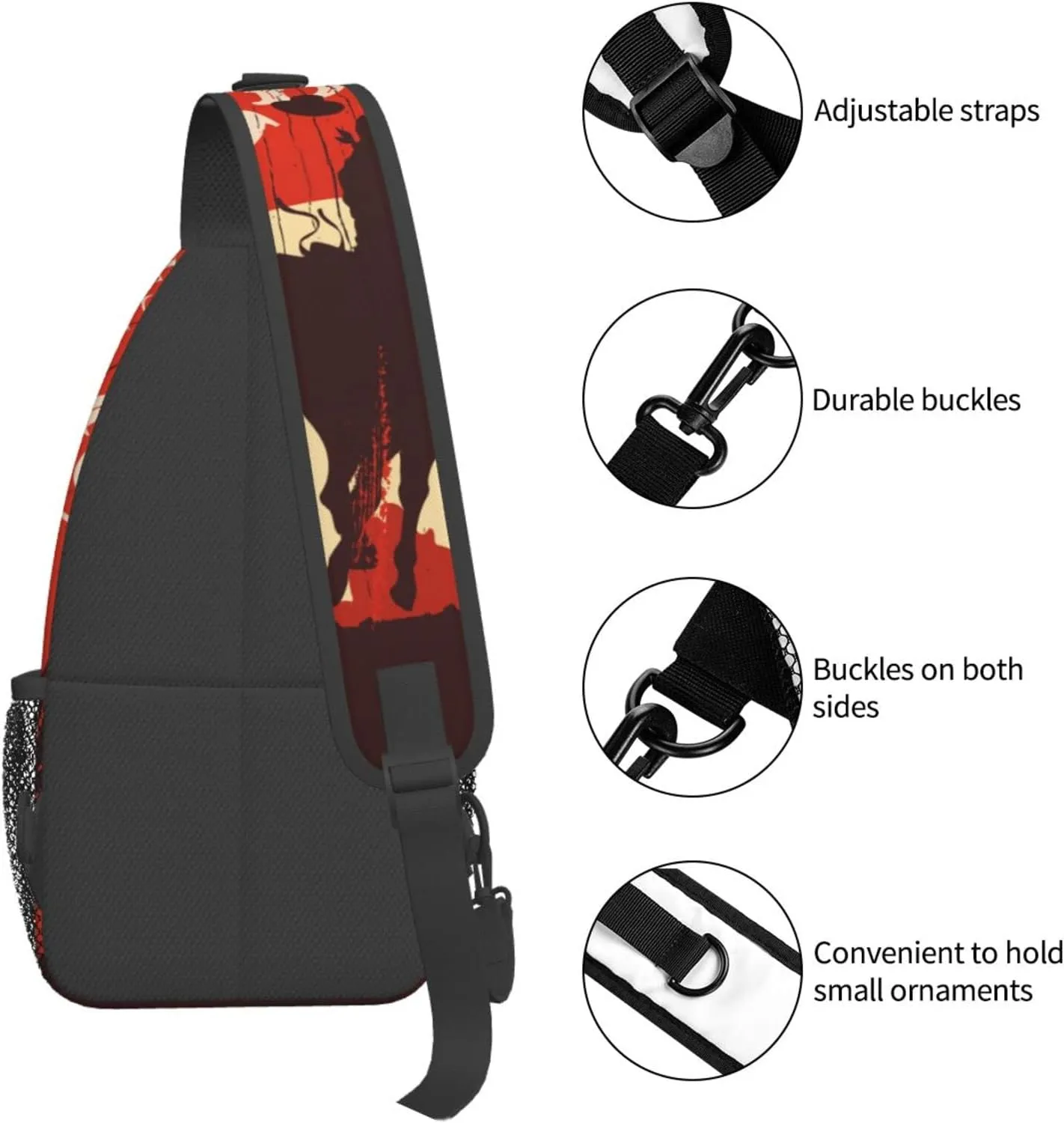 Patterned Sling Bag Crossbody Backpack,Adjustable Chest Bag Casual Shoulder Backpack Travel Hiking Daypack Unisex