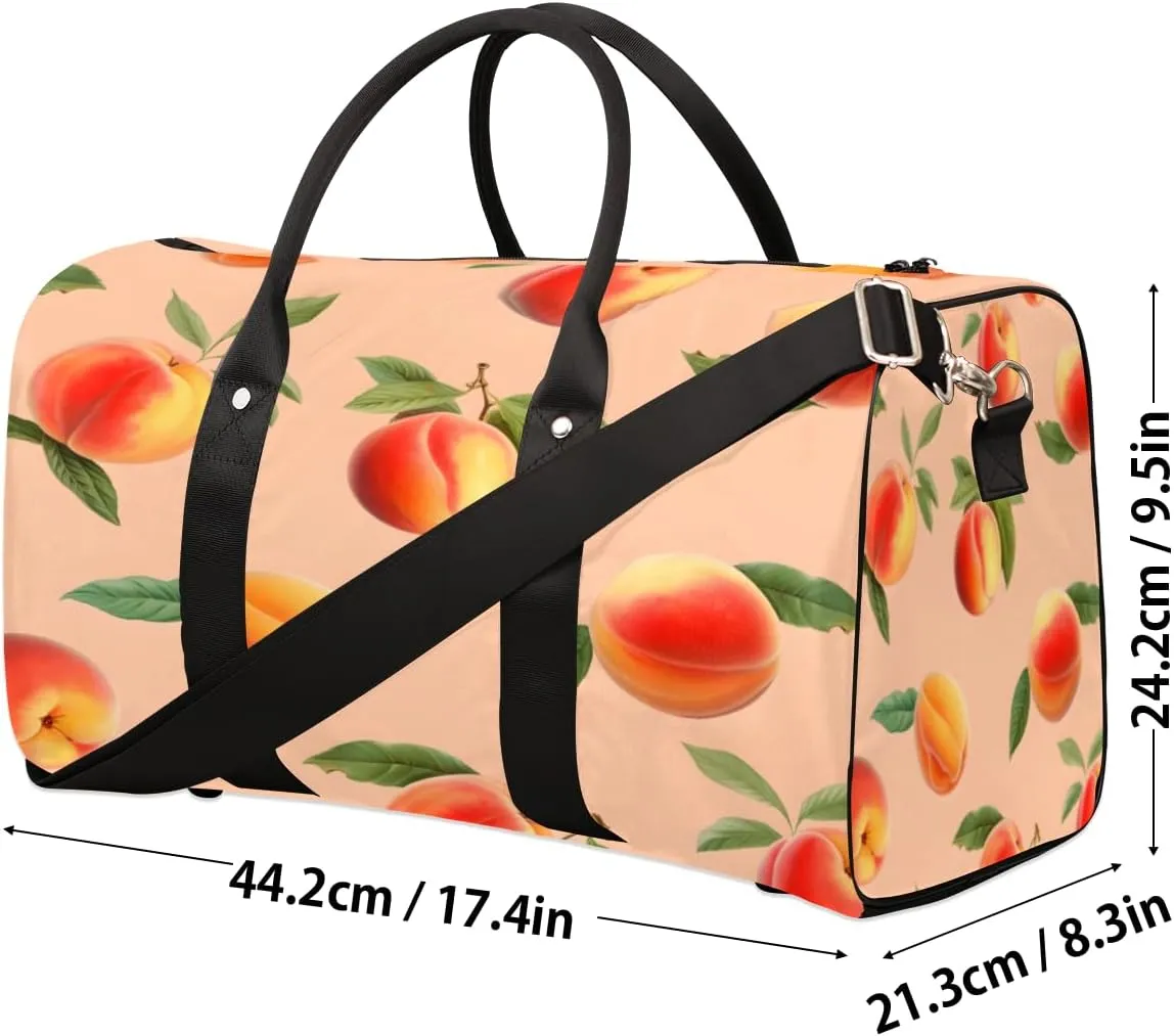 Peach Travel Duffle Bag, Sports Gym Bags for Women Men, Carry On Weekender Overnight Bag, Peach Workout Hospital Airplane Trips Bag