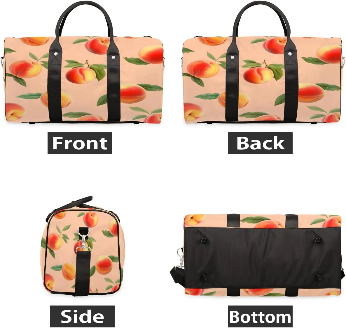 Peach Travel Duffle Bag, Sports Gym Bags for Women Men, Carry On Weekender Overnight Bag, Peach Workout Hospital Airplane Trips Bag