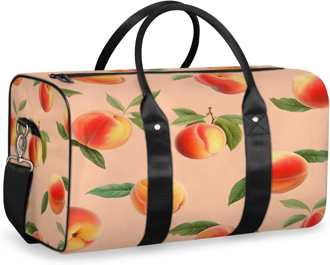 Peach Travel Duffle Bag, Sports Gym Bags for Women Men, Carry On Weekender Overnight Bag, Peach Workout Hospital Airplane Trips Bag