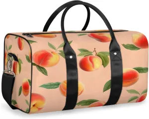 Peach Travel Duffle Bag, Sports Gym Bags for Women Men, Carry On Weekender Overnight Bag, Peach Workout Hospital Airplane Trips Bag