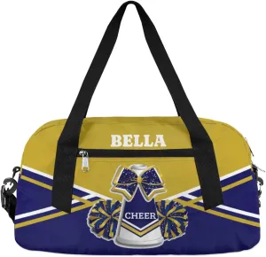 Personalized Cheerleader Bag Dance Bag for Girl, Custom Gym Bag Sport Duffel Bag, Weekender Bags Travel Duffel Bag Cheer Gold Blue
