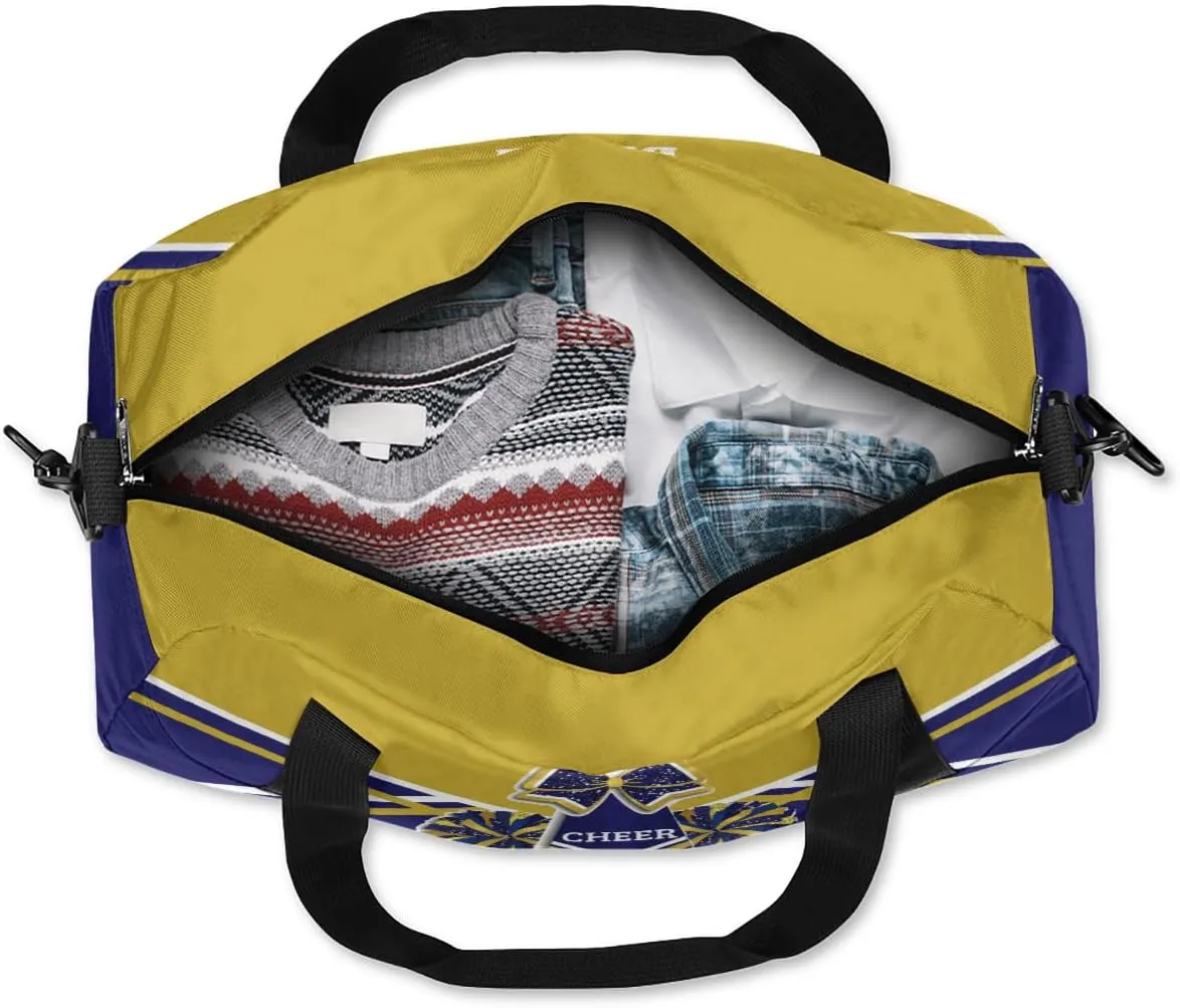 Personalized Cheerleader Bag Dance Bag for Girl, Custom Gym Bag Sport Duffel Bag, Weekender Bags Travel Duffel Bag Cheer Gold Blue