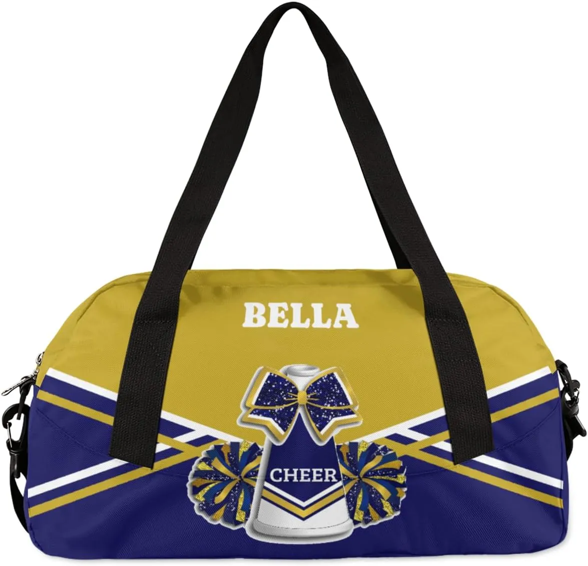 Personalized Cheerleader Bag Dance Bag for Girl, Custom Gym Bag Sport Duffel Bag, Weekender Bags Travel Duffel Bag Cheer Gold Blue