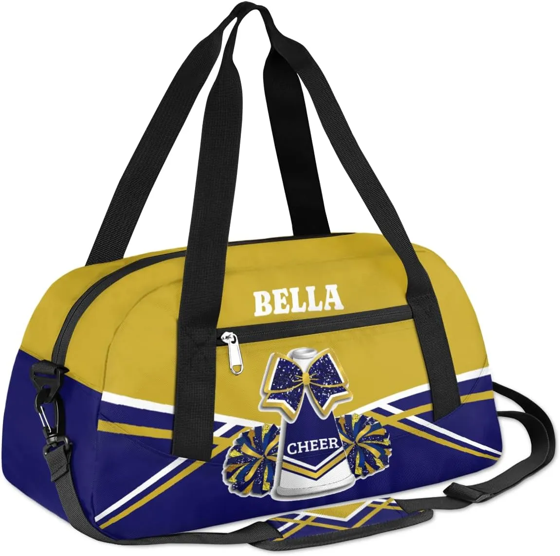 Personalized Cheerleader Bag Dance Bag for Girl, Custom Gym Bag Sport Duffel Bag, Weekender Bags Travel Duffel Bag Cheer Gold Blue