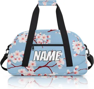Personalized Custom Gym Bag for Women Men Carry on Blossom Flower Travel Duffel Tote Japanese Asian Overnight Workout Weekender Bag