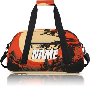 Personalized Custom Gym Bag for Women Men Carry on Sunset Scenery Travel Duffel Tote Japanese Style Overnight Workout Weekender Bag