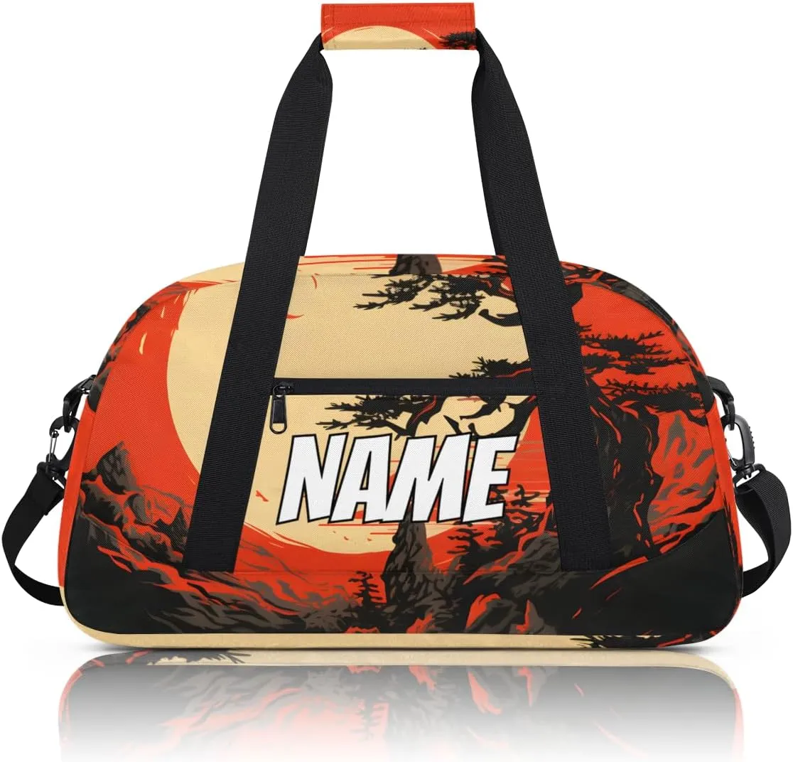 Personalized Custom Gym Bag for Women Men Carry on Sunset Scenery Travel Duffel Tote Japanese Style Overnight Workout Weekender Bag