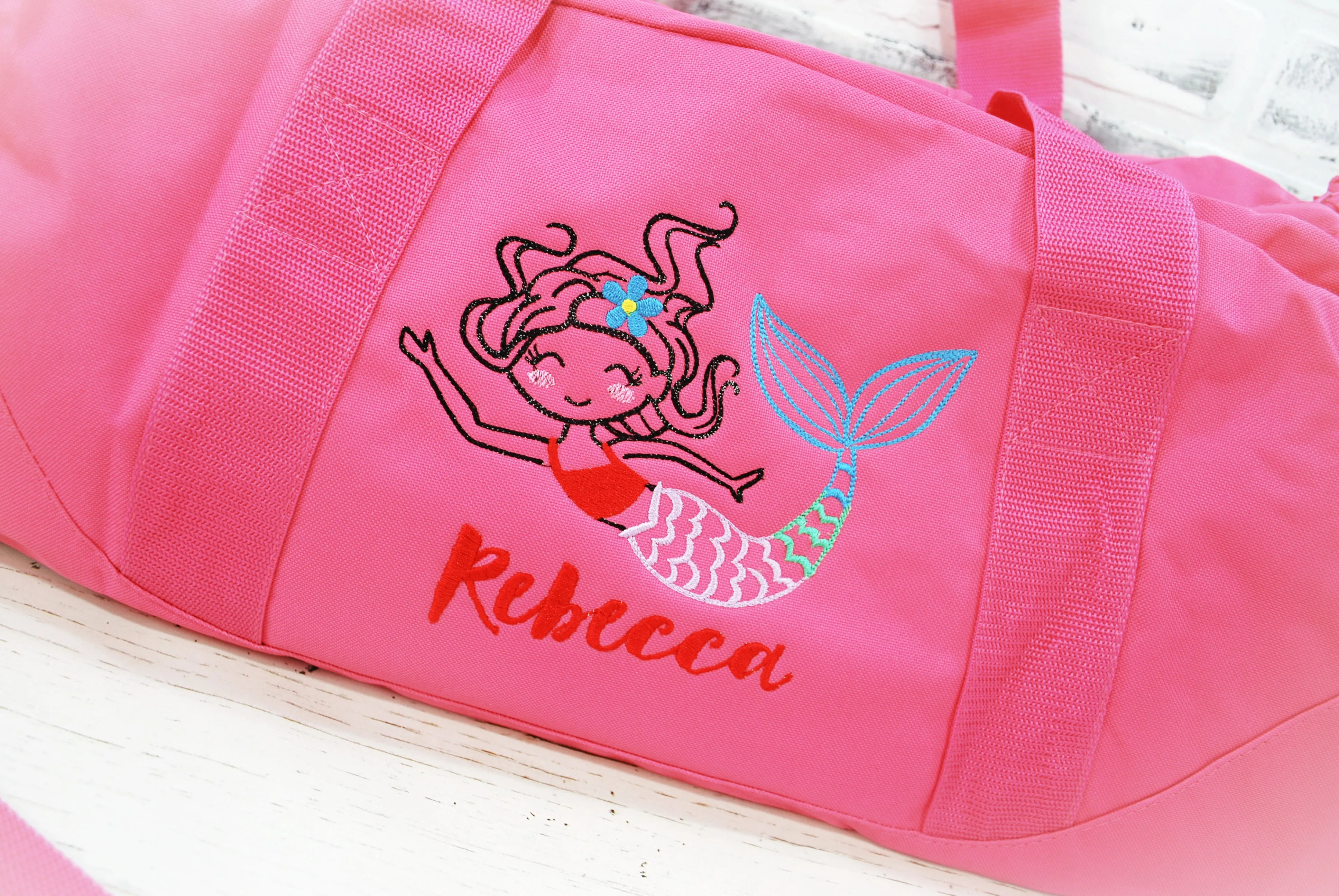 Personalized Floral Mermaid Travel Bag