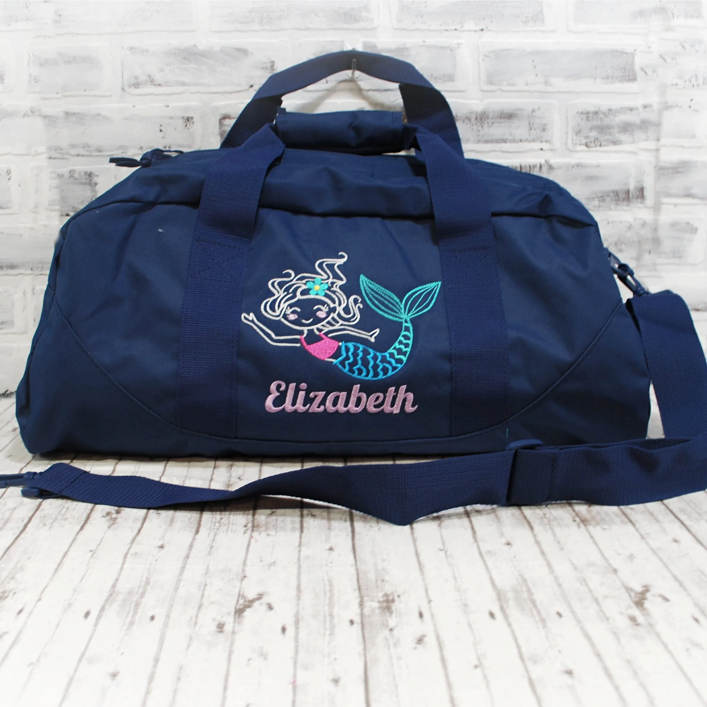 Personalized Floral Mermaid Travel Bag