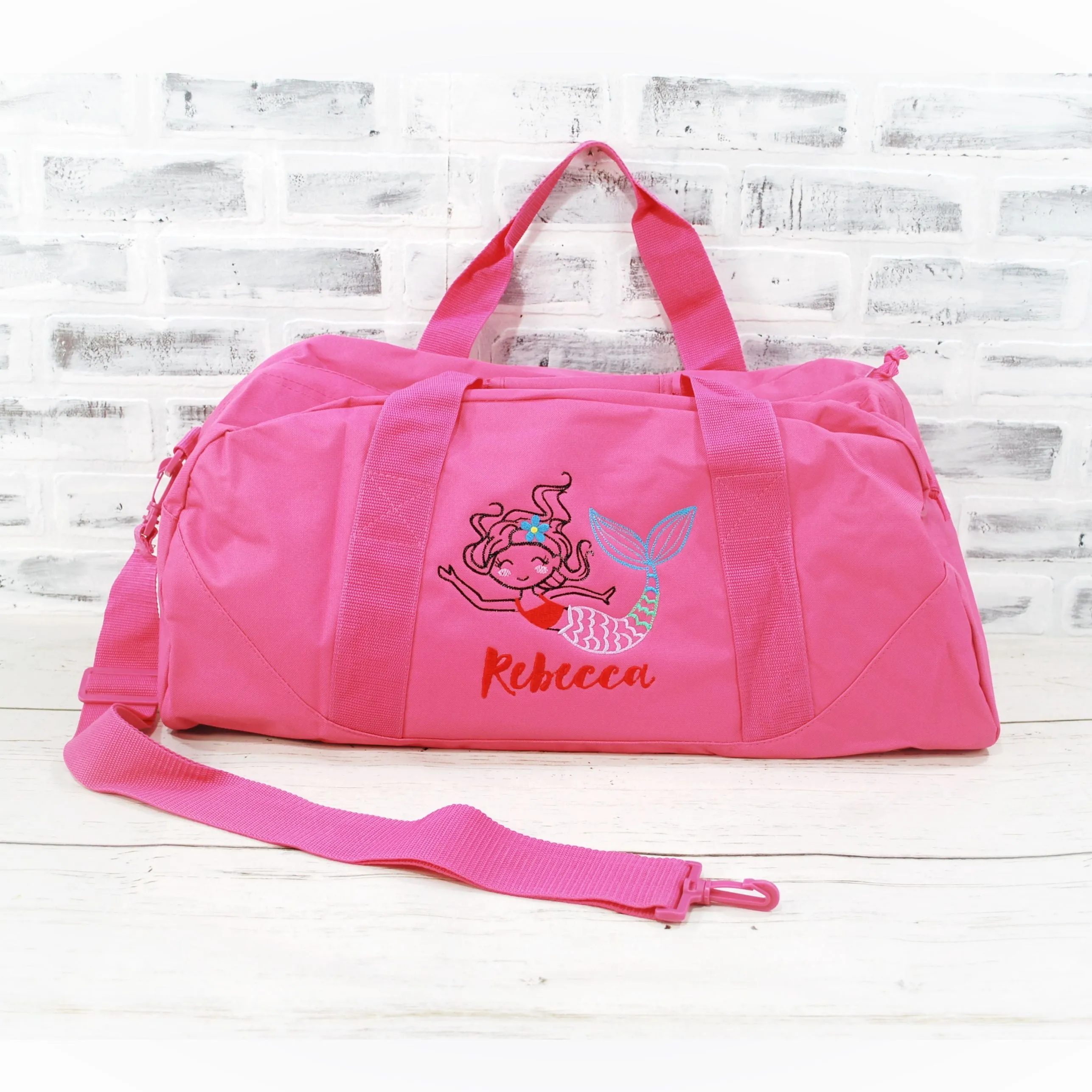 Personalized Floral Mermaid Travel Bag