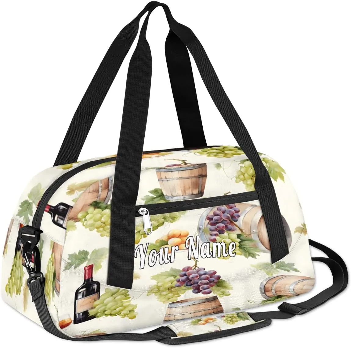 Personalized Kids Duffel Bag Grape Wine Pattern Harvest,Custom Sport Gym Bag for Boys Girls,WWeekender Overnight Bags Travel Duffel Bag,Customized Kids Gift