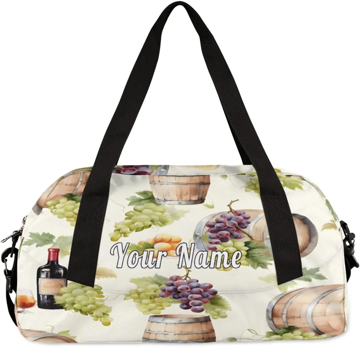 Personalized Kids Duffel Bag Grape Wine Pattern Harvest,Custom Sport Gym Bag for Boys Girls,WWeekender Overnight Bags Travel Duffel Bag,Customized Kids Gift