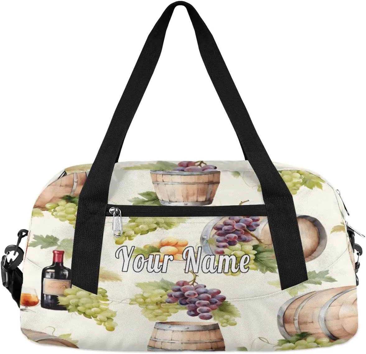 Personalized Kids Duffel Bag Grape Wine Pattern Harvest,Custom Sport Gym Bag for Boys Girls,WWeekender Overnight Bags Travel Duffel Bag,Customized Kids Gift