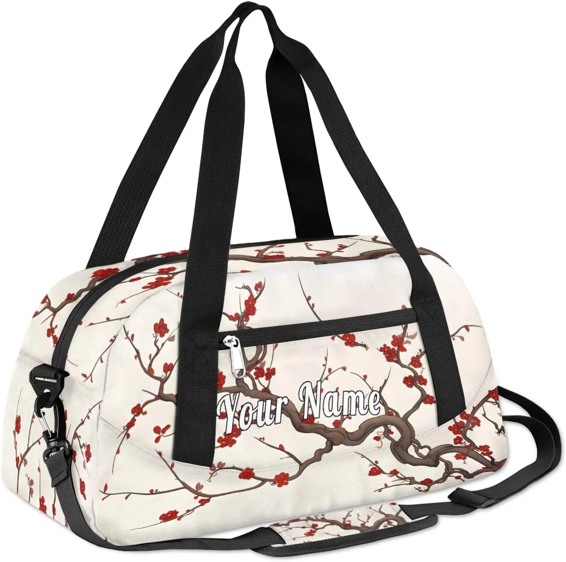 Personalized Kids Duffel Bag Vintage Japanese Cherry Blossom,Custom Sport Gym Bag for Boys Girls,WWeekender Overnight Bags Travel Duffel Bag,Customized Kids Gift