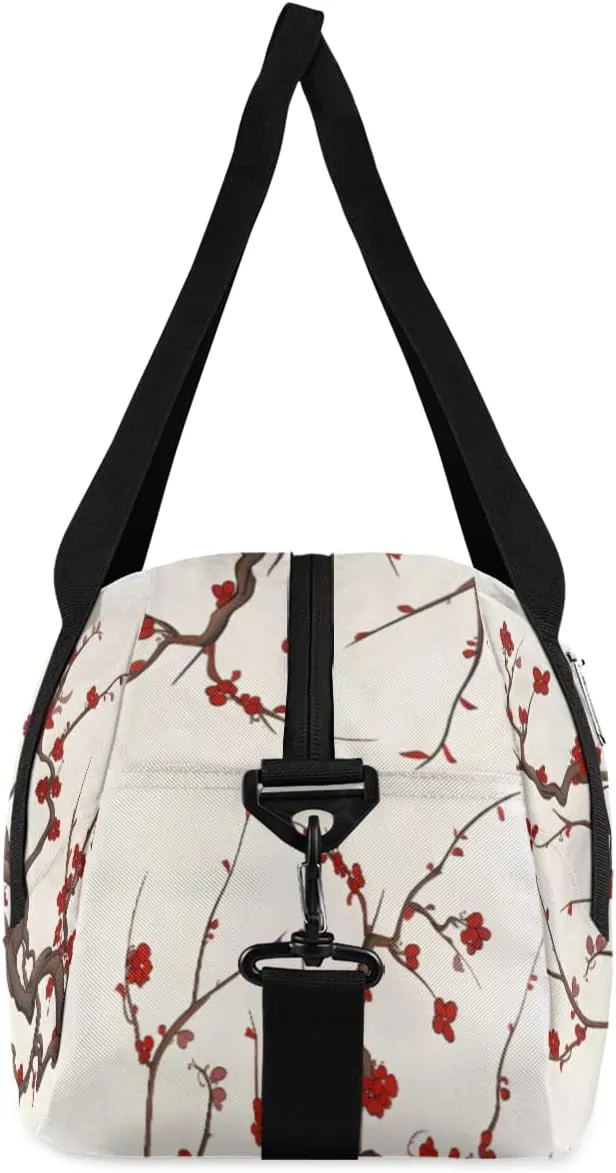 Personalized Kids Duffel Bag Vintage Japanese Cherry Blossom,Custom Sport Gym Bag for Boys Girls,WWeekender Overnight Bags Travel Duffel Bag,Customized Kids Gift