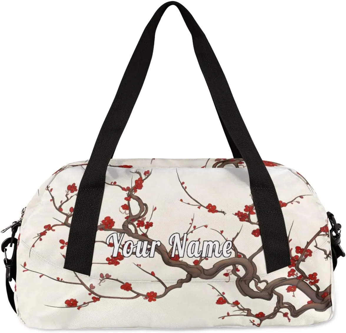 Personalized Kids Duffel Bag Vintage Japanese Cherry Blossom,Custom Sport Gym Bag for Boys Girls,WWeekender Overnight Bags Travel Duffel Bag,Customized Kids Gift