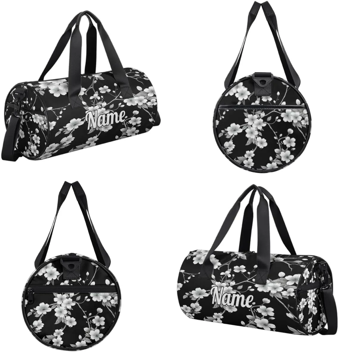 Personalized Sport Gym Bag Dance Duffle Ballet Bag Overnight Travel Sleepover Bags Swimming Hiking Camping, Beautiful Cherry Blossom