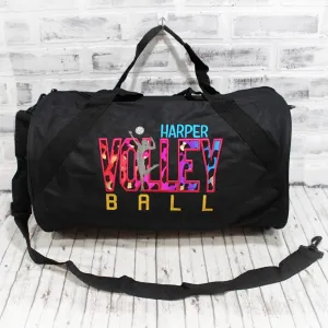 Personalized Volleyball Colorful Leopard Travel Bag