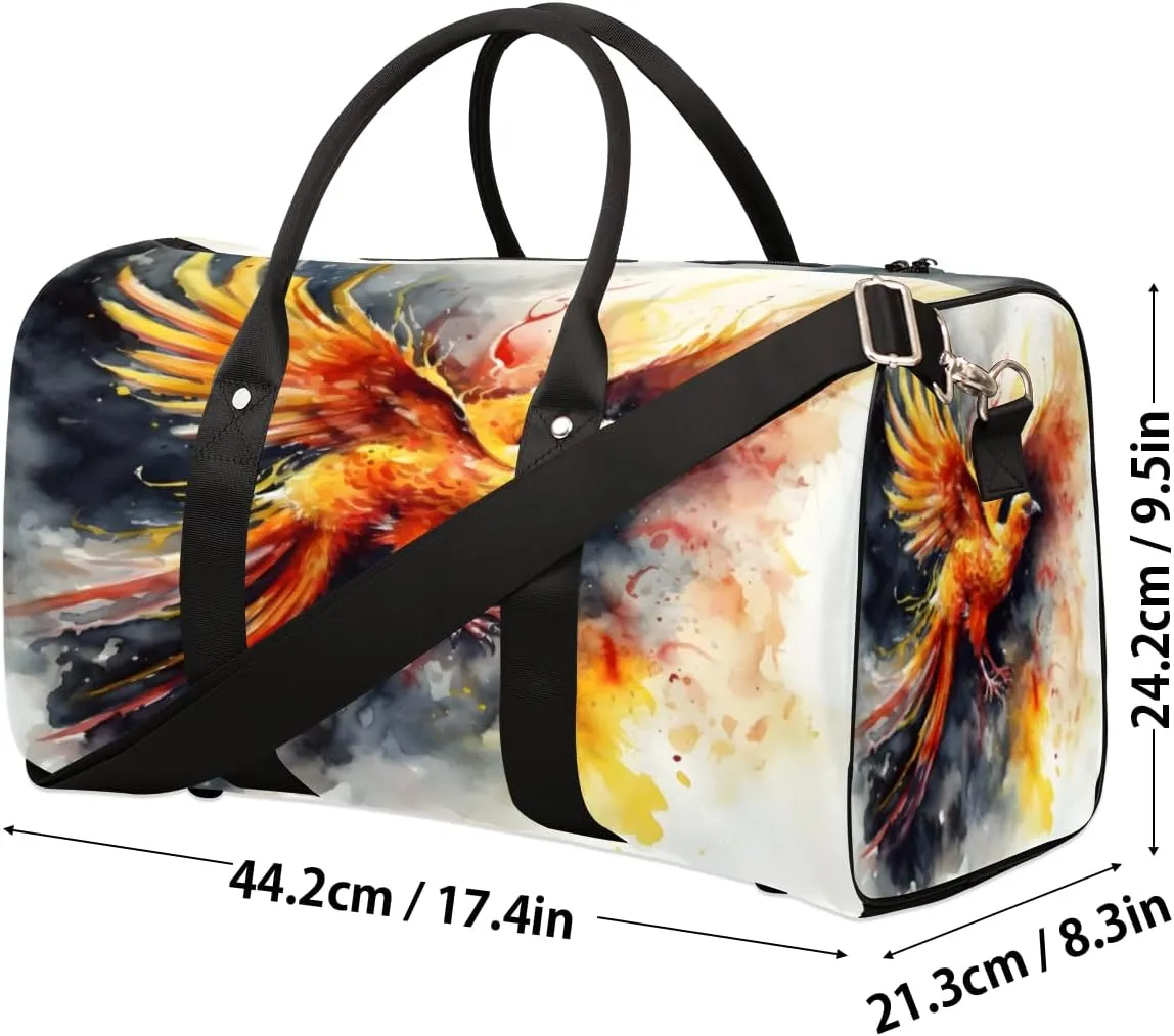 Phoenix Birds Travel Duffle Bag, Sports Gym Bags for Women Men, Carry On Weekender Overnight Bag, Bird Phoenix Workout Hospital Airplane Trips Bag
