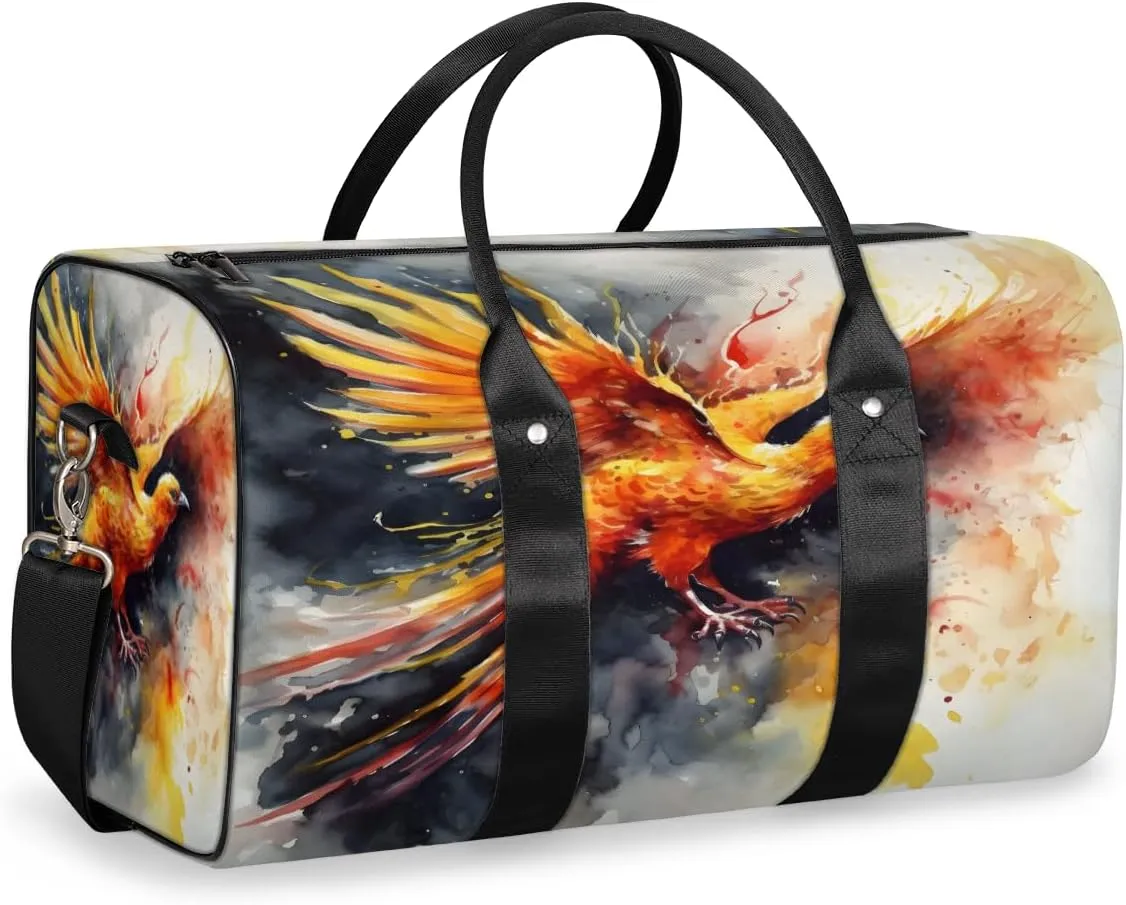Phoenix Birds Travel Duffle Bag, Sports Gym Bags for Women Men, Carry On Weekender Overnight Bag, Bird Phoenix Workout Hospital Airplane Trips Bag
