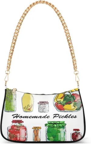 Pickles Chili Cucumber Shoulder Bag for Women Hobo Tote Handbag Gold Chain Crossbody Bag with Zipper Clutch Purse Handbags