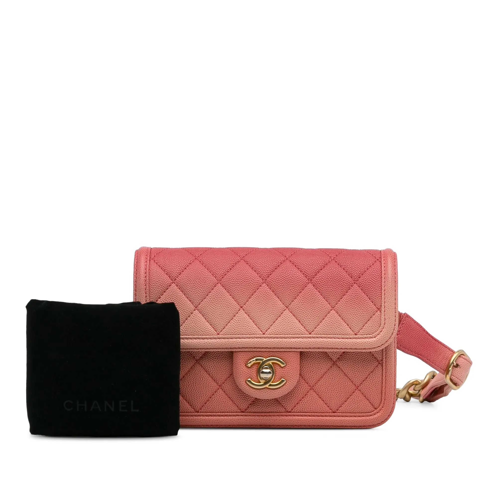 Pink Chanel Caviar Sunset On The Sea Flap Belt Bag