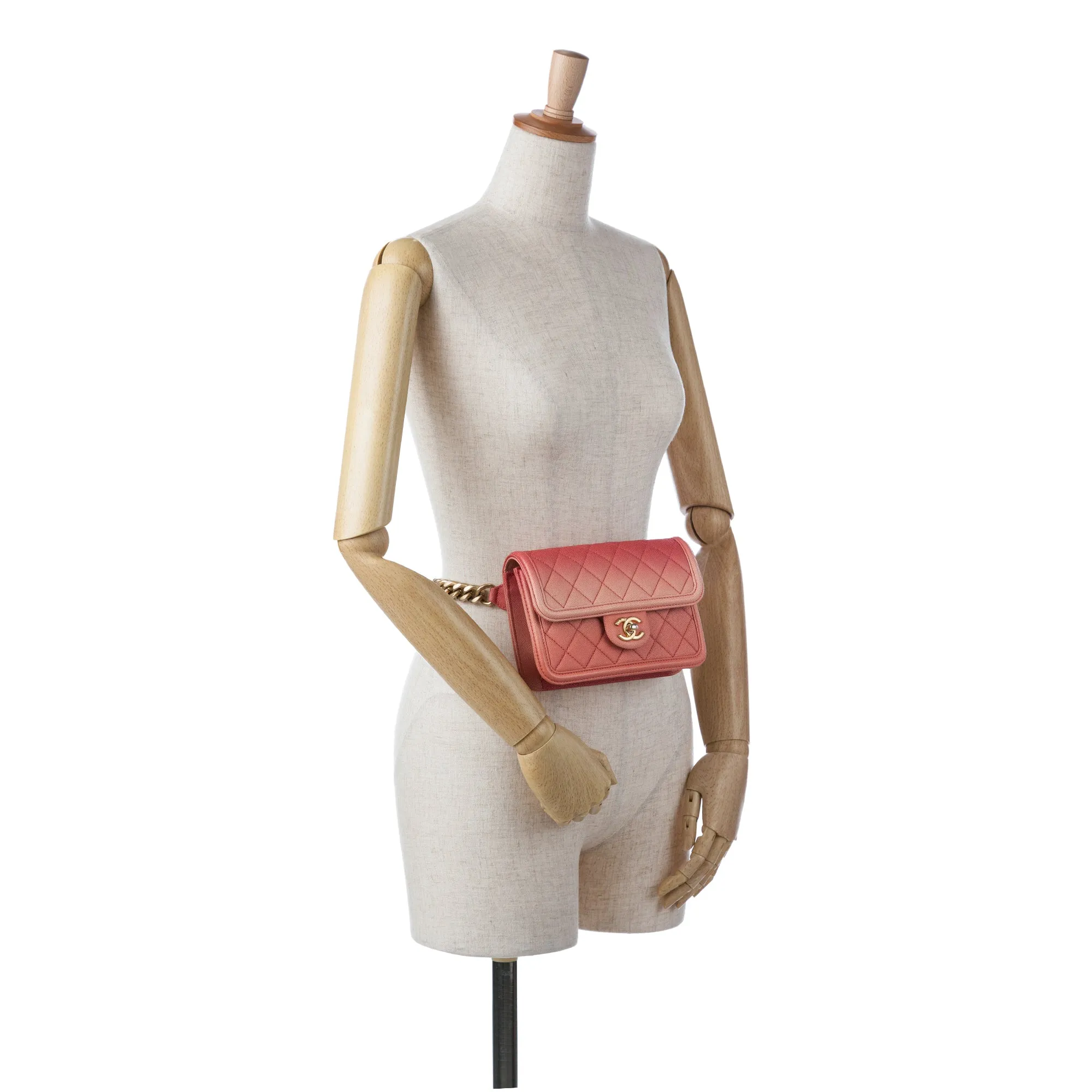 Pink Chanel Caviar Sunset On The Sea Flap Belt Bag