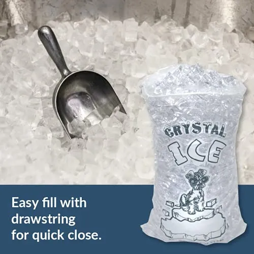 Pinnacle Mercantile Plastic Ice Bags 10 Lb. with Draw String Closure Pack 100