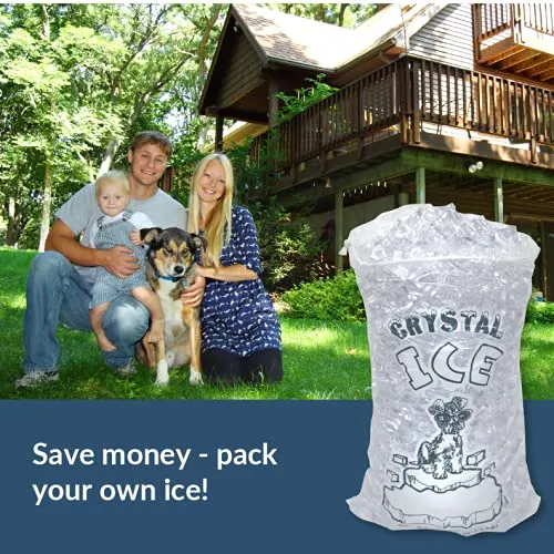 Pinnacle Mercantile Plastic Ice Bags 10 Lb. with Draw String Closure Pack 100