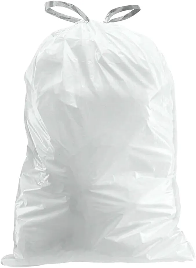 Plasticplace Custom Fit Trash Bags, Compatible with simplehuman Code Y (200 Count) White Drawstring Garbage Liners 30.4 Gallon/ 115 Liter, 28.5" x 39"
