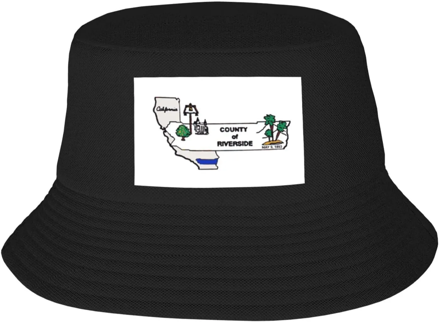 POOEDSO Flag of Riverside County, California Bucket Hat for Men Women Outdoor Summer Beach Travel Fishing Cap Black