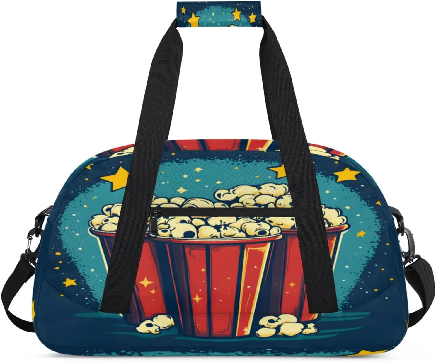 Popcorn Small Gym Bag for Women Men, Food Travel Duffle Bag Workout Dance Tote Bag Carry On Overnight Weekender Bag