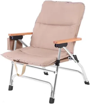 Portable Fishing Chair Lightweight Camping Chairs with Reclining Backrest,Heavy Duty Folding Outdoor Lawn for Lawn,Sports and Fishing(Black) (Khaki)