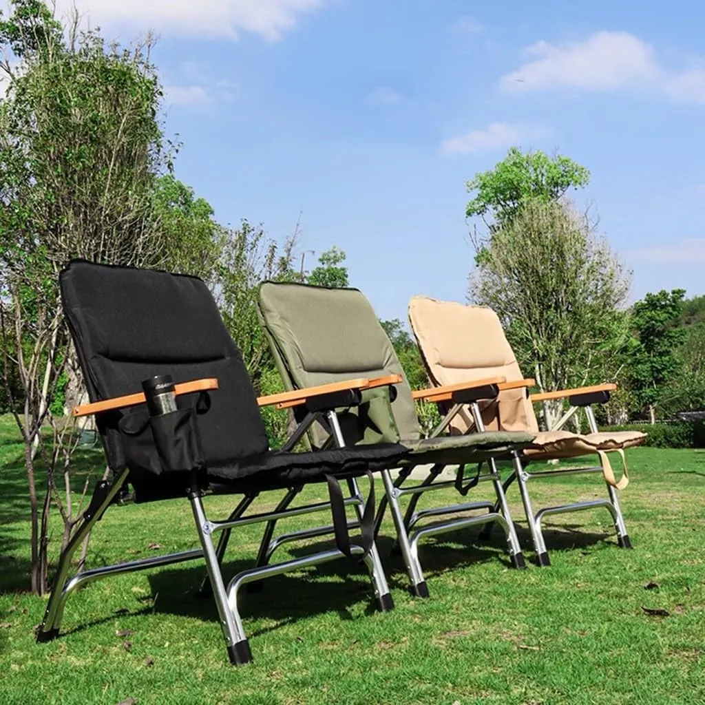 Portable Fishing Chair Lightweight Camping Chairs with Reclining Backrest,Heavy Duty Folding Outdoor Lawn for Lawn,Sports and Fishing(Black) (Khaki)