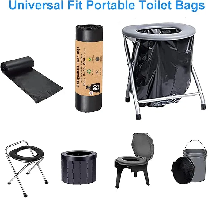 Portable Toilet Bags for Camping, 40 Count Toilet Replacement Bags, 8 Gallon, 30 Liter Camping Toilet Bags, Compostable Toilet Bags for Portable Toilet, Outdoors, Boating, Car Travel, Long Trips
