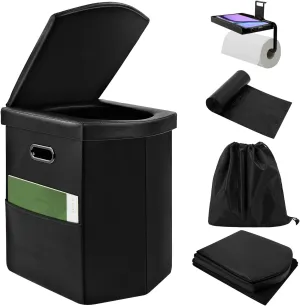 Portable Toilet for Adults,Upgraded 16.5-inch Toilet Seat,Camping Toilet with Lid,Folding Toilet With Removable Paper Holder,Travel Potty for Hiking, RoadTrip, Car, Tent, Truck Drivers