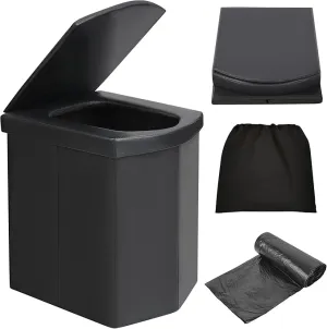 Portable Toilet for Camping, Outdoor Portable Potty For Adults with Lid & Garbage Bags, Large Foldable Travel Toilet, Lightweight Camping Toilet Bucket Toilet for Car/Boat/Beach/Hiking/Long Trip
