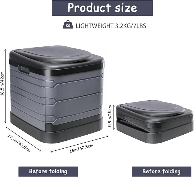Portable Toilet for Camping, XXXL Extra Large Folding Toilet for Adults, Travel Potty for Camping, Hiking, RoadTrip, Car, Tent, Truck Drivers, the Aged