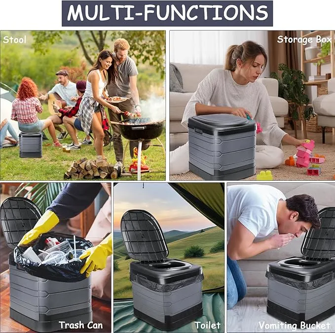 Portable Toilet for Camping, XXXL Extra Large Folding Toilet for Adults, Travel Potty for Camping, Hiking, RoadTrip, Car, Tent, Truck Drivers, the Aged