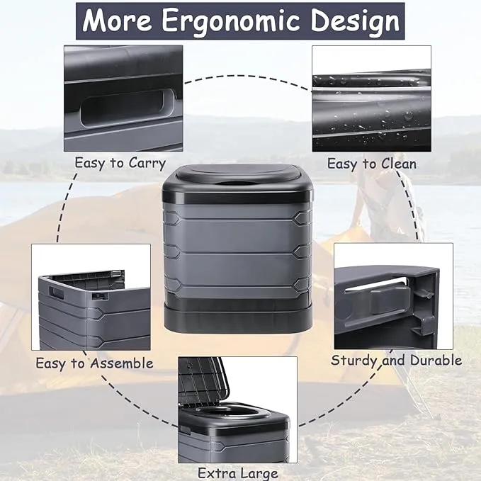 Portable Toilet for Camping, XXXL Extra Large Folding Toilet for Adults, Travel Potty for Camping, Hiking, RoadTrip, Car, Tent, Truck Drivers, the Aged